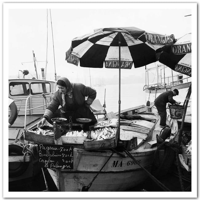 Affiche Marseille - Le marché aux poissons, 1960 - HEXOA