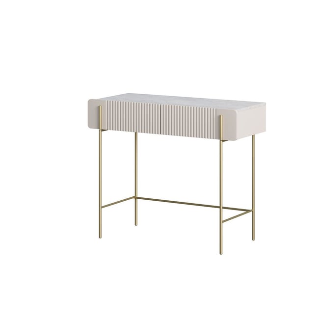 Console 100 cm panneaux de particules et MDF, MATHILDE Couleur beige <span itemprop=