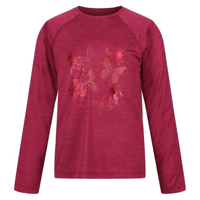 T-shirt manches longues raglan motif/style papillon rouge foncé imprimé <span itemprop=