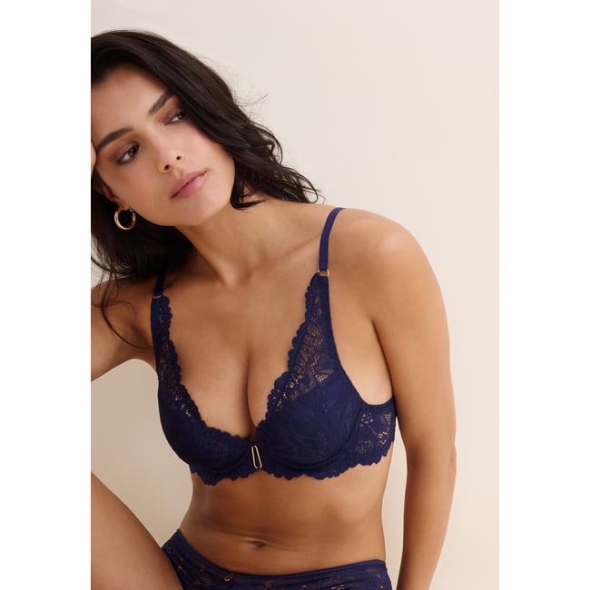 Soutien-gorge Plunge foulard Flowermania bleu <span itemprop=