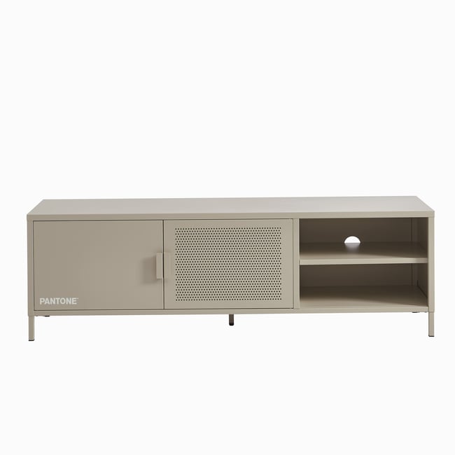Meuble TV en acier 2 portes Couleur taupe <span itemprop=