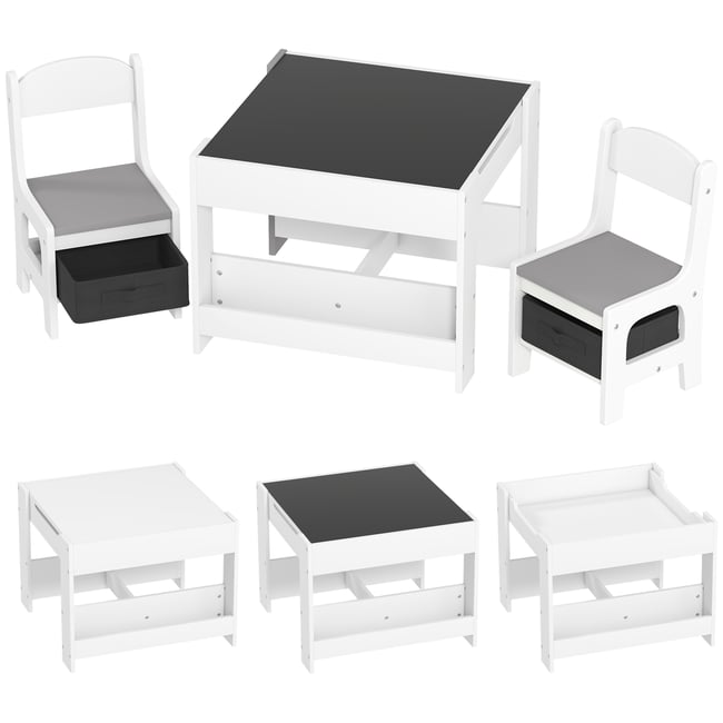 Ensemble table et chaises pour enfants MDF gris <span itemprop=