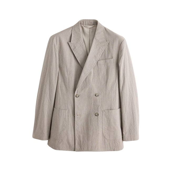Veste de costume décontractée coton mélangé grège <span itemprop=