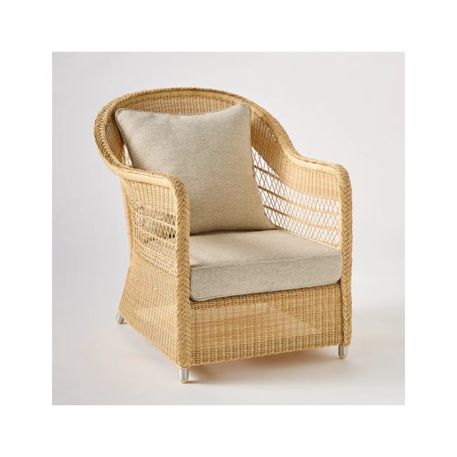 Fauteuil en résine BIARRITZ NATUREL chenille gris - KOK