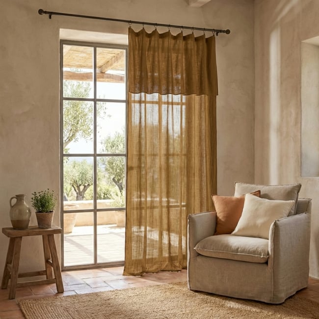 Rideau ajustable en 100% Gaze de Coton Terra - EDEN