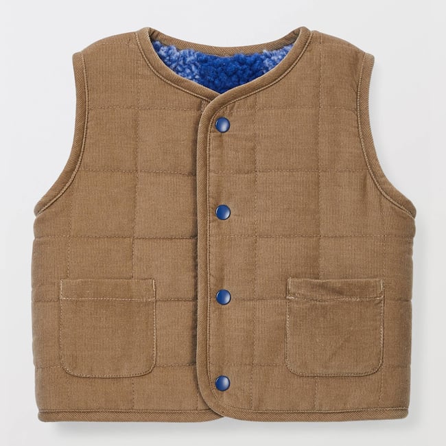 Gilet sans manches réversible à carreaux outremer <span itemprop=