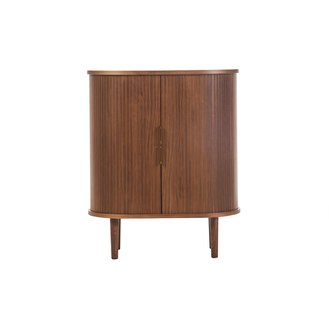 Buffet haut vintage avec portes coulissantes bois foncé noyer L70 cm EPIC Couleur noyer <span itemprop=