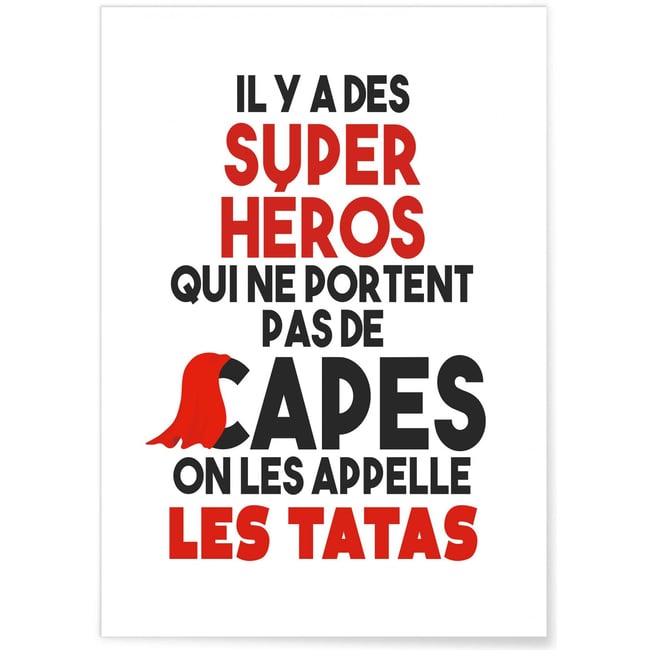 Affiche 'Tatas Super Héros' Couleur blanc <span itemprop=