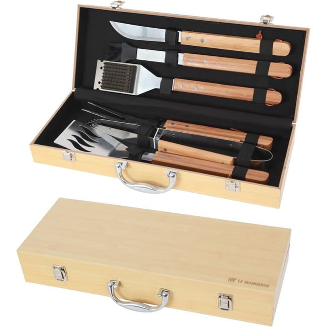 Ustensile barbecue MALETTE 6 USTENSILES BAMBOU - LE MARQUIER