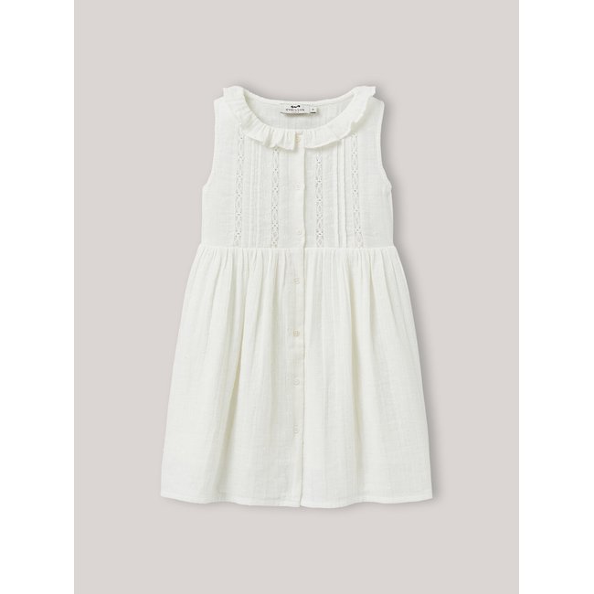 Robe en gaze de coton brodée ecru <span itemprop=