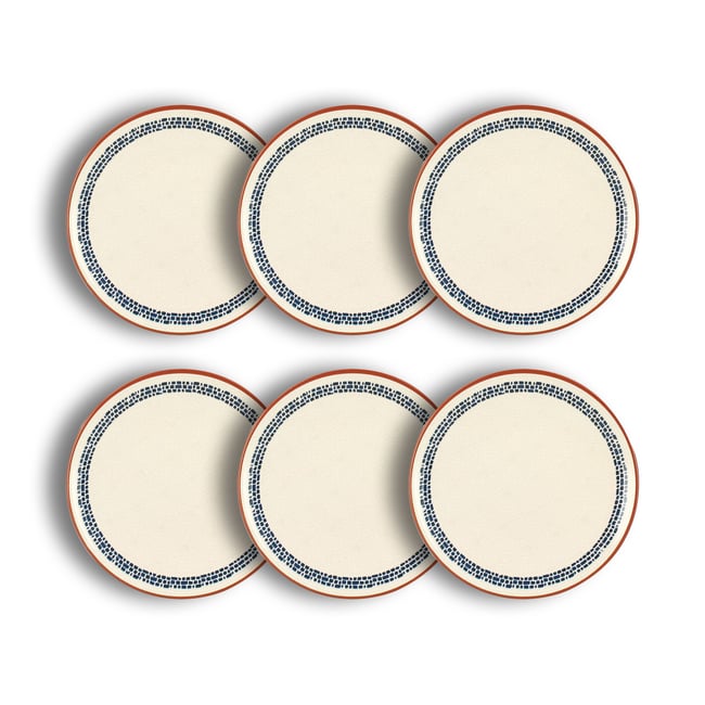 Lot de 6 assiettes à dessert en faience 20cm, AMATXI Couleur blanc <span itemprop=