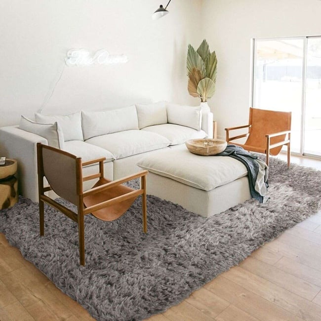 Tapis tout doux imitation fourrure   AUTHENTIK Couleur gris clair <span itemprop=