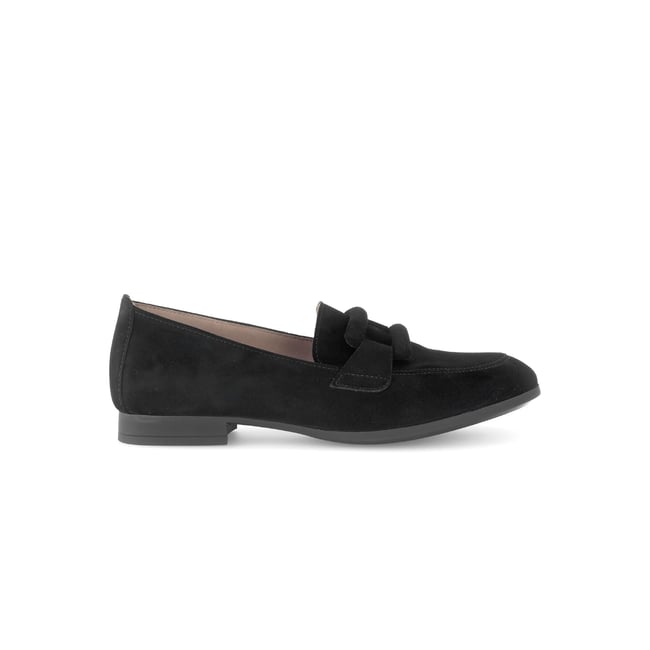 Mocassins en cuir à talon décroché noir <span itemprop=