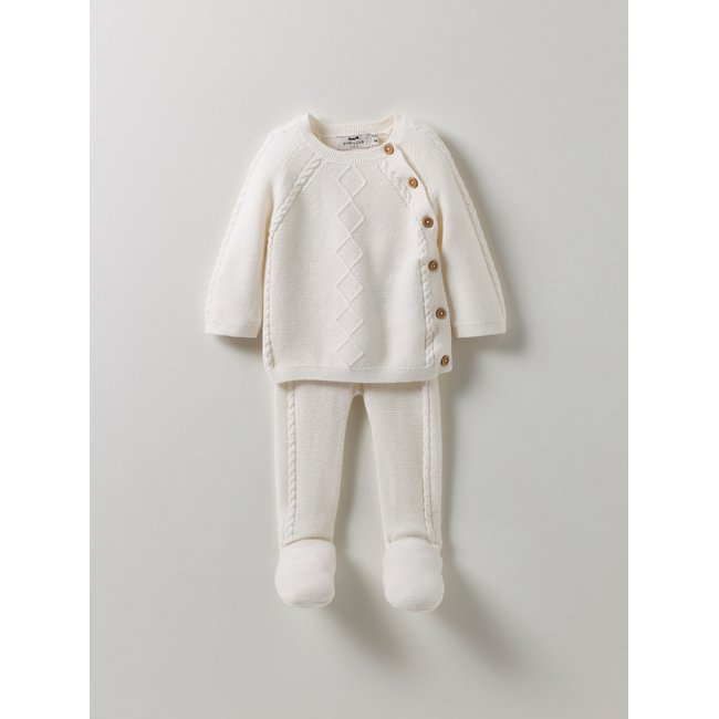 Ensemble en coton biologique et laine beige <span itemprop=