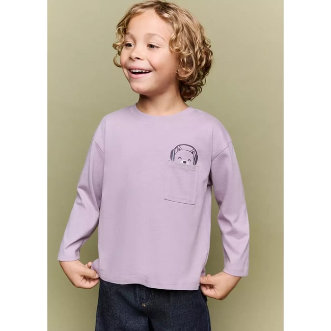 T-shirt en coton imprimé lavande <span itemprop=