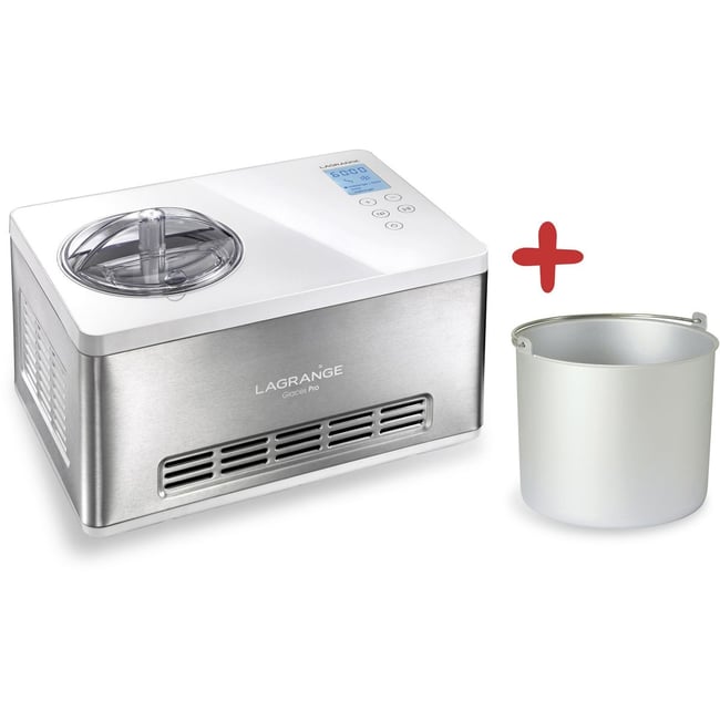 Turbine à glace Glaces Pro 2L double cuve 419022 inox <span itemprop=