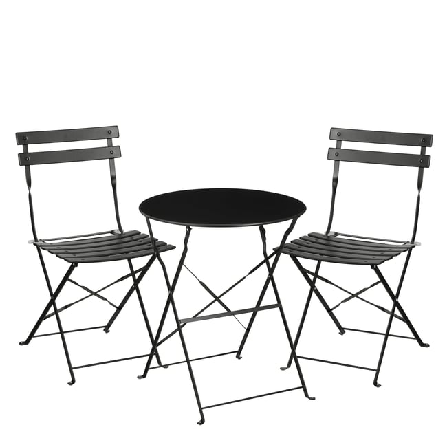 Ensemble de jardin bistrot LAURENCE noir <span itemprop=