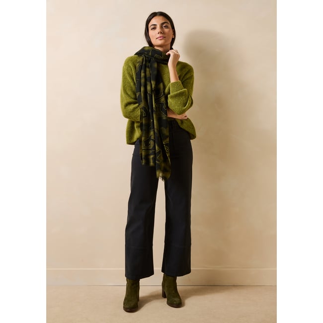 Écharpe en laine à imprimé kaki <span itemprop=