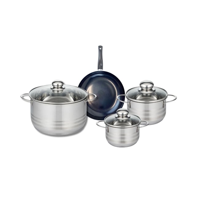 Batterie 1 poêle 20cm + 3 faitouts 14/16/24cm PRIMA BRILLANT noir <span itemprop=