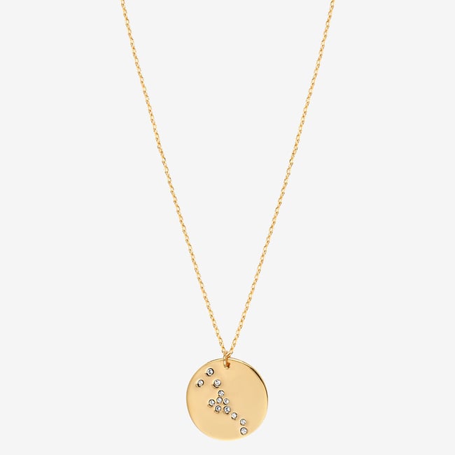 Collier doré taureau - galaxie - Taureau cristal blanc <span itemprop=