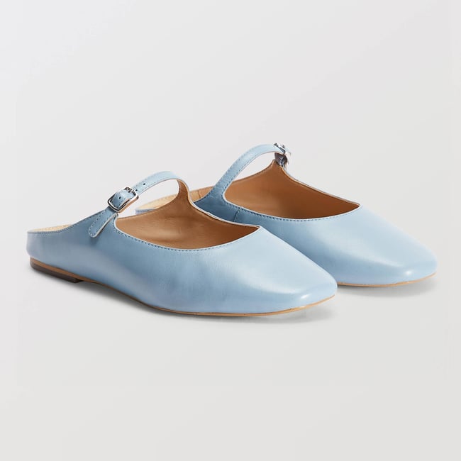 Mules à bride en cuir flots <span itemprop=