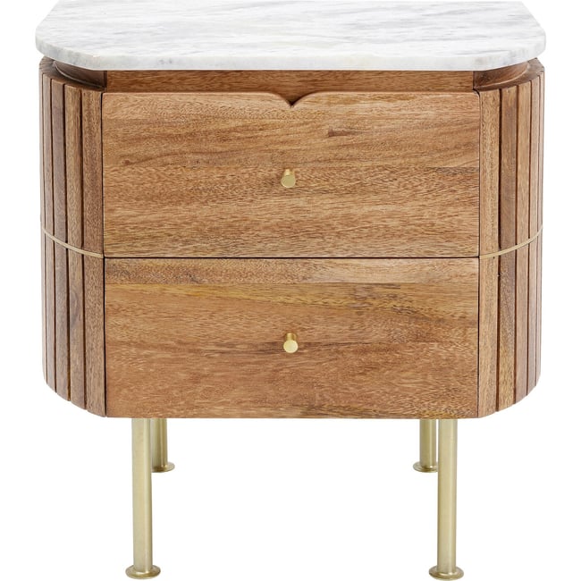 Chevet en manguier et marbre, GRACE Couleur bois <span itemprop=