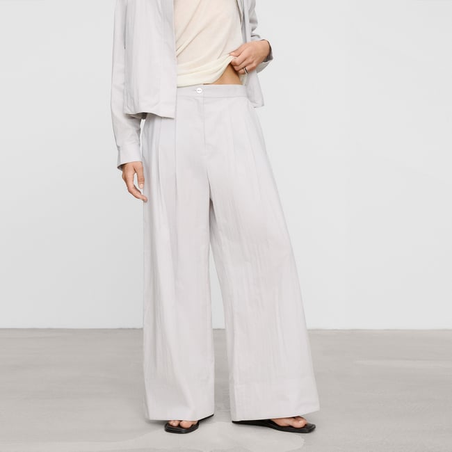 Pantalon en coton biologique à double pince bleu <span itemprop=