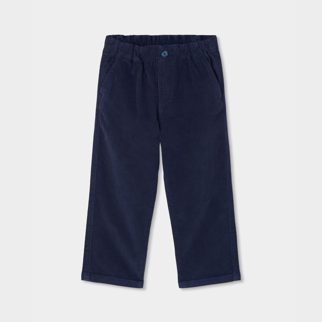 Pantalon garçon velours côtelé bleu <span itemprop=