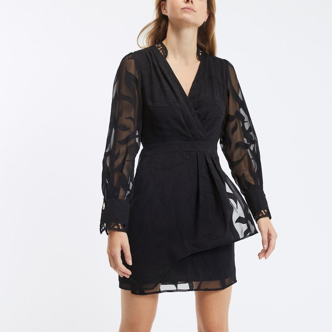 Vestido curto com decote em V, CHARLY preto <span itemprop=