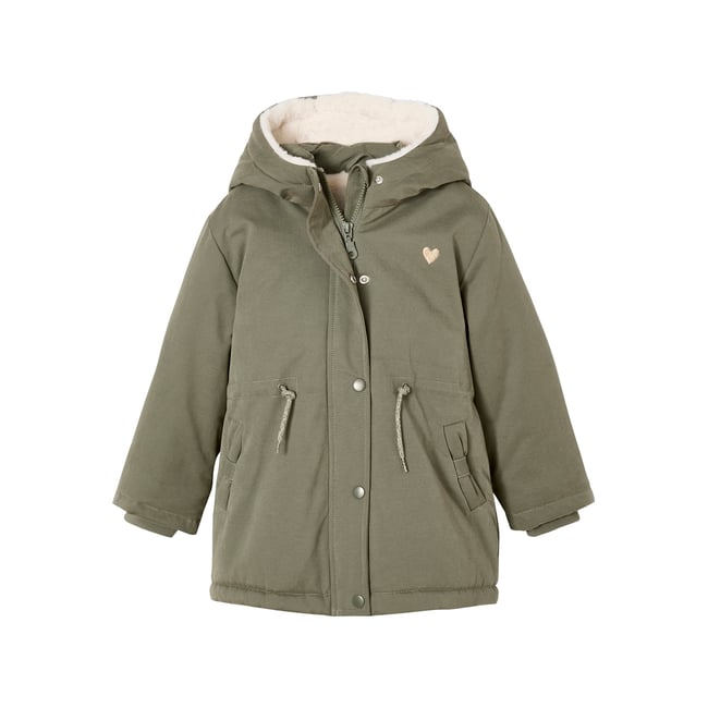 Parka à capuche romantique vert <span itemprop=
