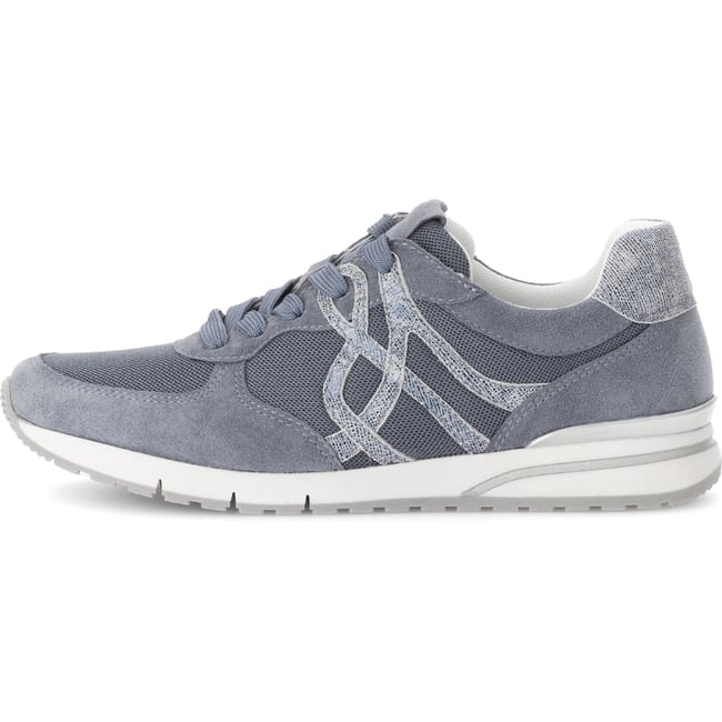 Baskets en cuir à talon compensé bleu <span itemprop=