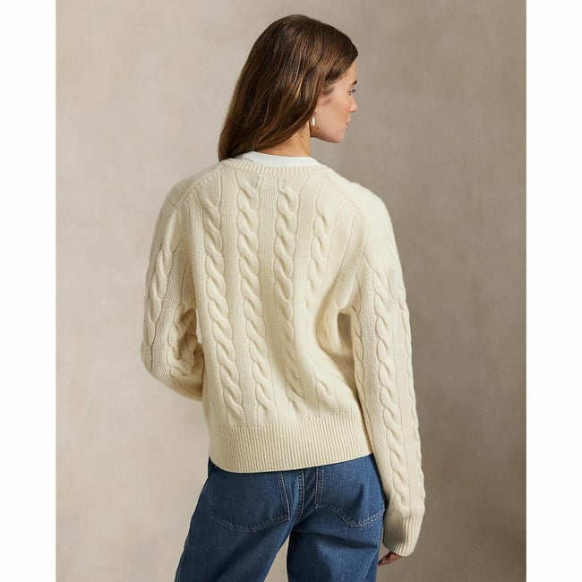 Cardigan en maille torsadée, 80% laine 20% cachemire - POLO RALPH LAUREN