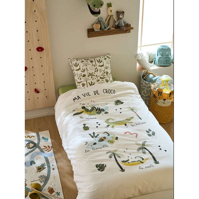 Parure housse de couette et taie d'oreiller TREK multicolore <span itemprop=