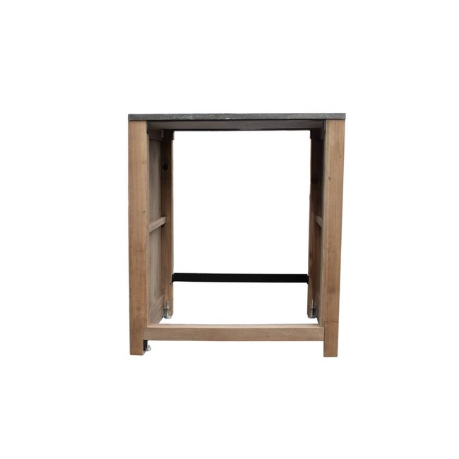 Meuble bas de cuisine en bois recyclé et pierre bleue CHAMPÊTRE Couleur bois clair <span itemprop=