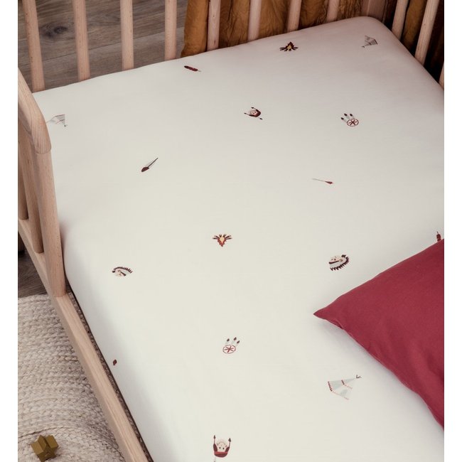 Drap housse lit bébé en coton bio, PETITE PLUME petite plume <span itemprop=