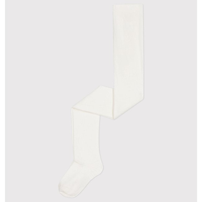 Plain Cotton Mix Tights, white, PETIT BATEAU