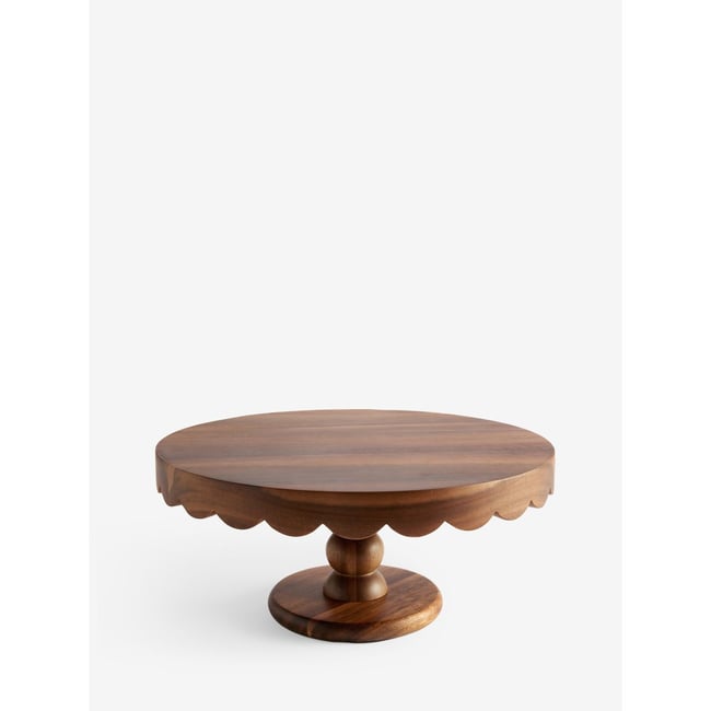 Présentoir à gâteaux en bois bord festonné Couleur naturel <span itemprop=