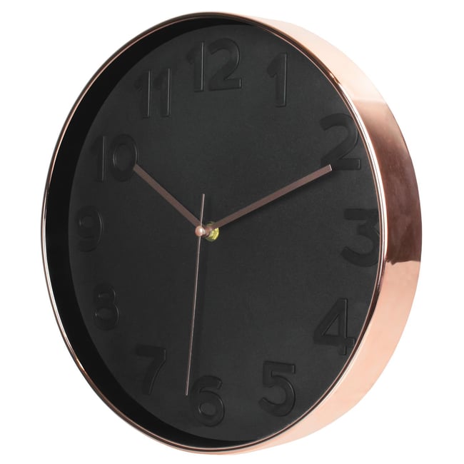 Horloge Ronde noire cuivrée Couleur noir <span itemprop=