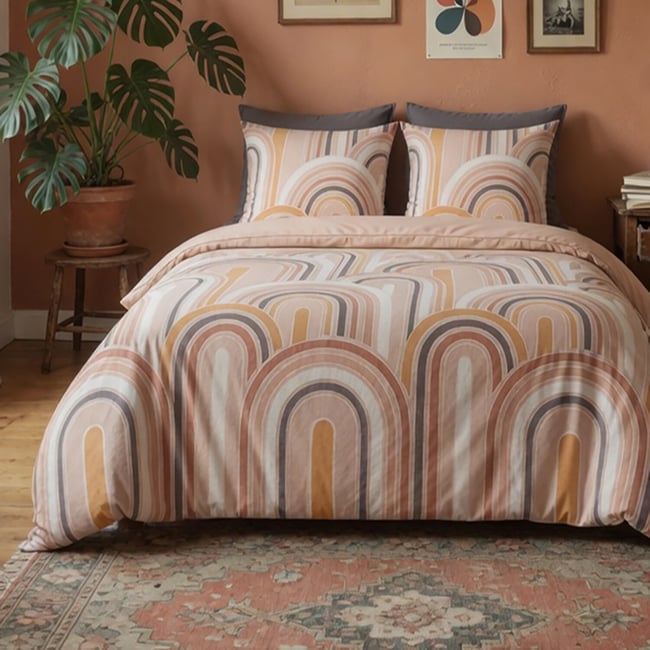 Parure de couette 100% coton, Love rose <span itemprop=