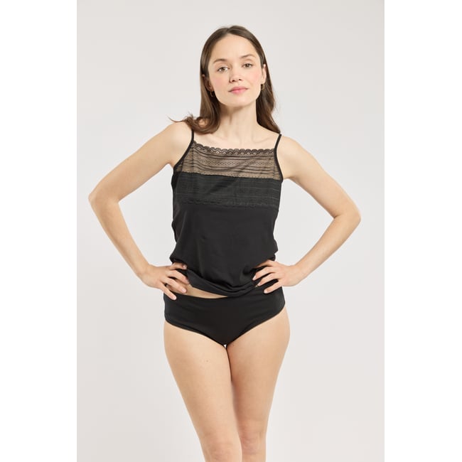Caraco dentelle - coton noir <span itemprop=