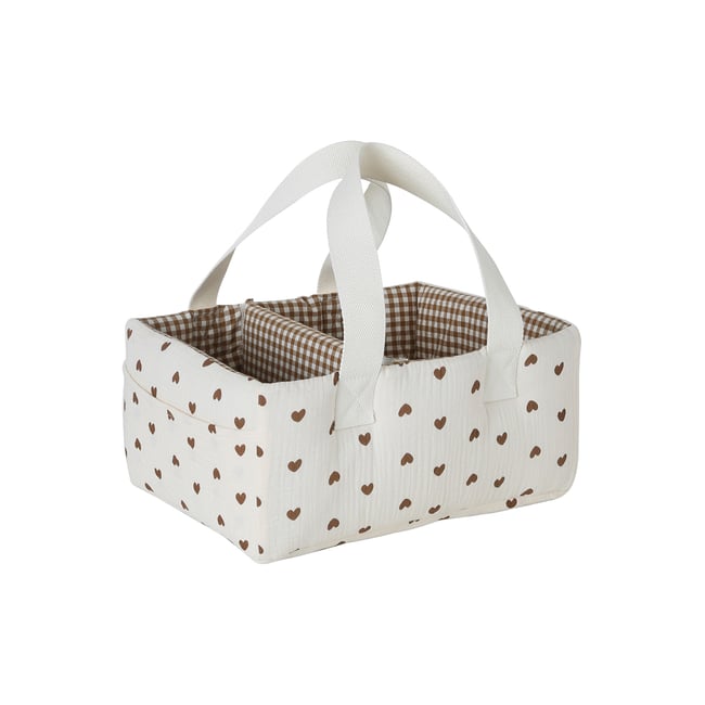 Panier de rangement deux compartiments écru <span itemprop=