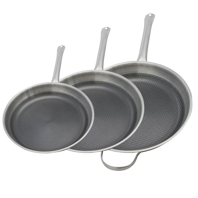 Set de 3 poêles 24/28/ avec 3 ustensiles RELIEF SOLUTION gris <span itemprop=