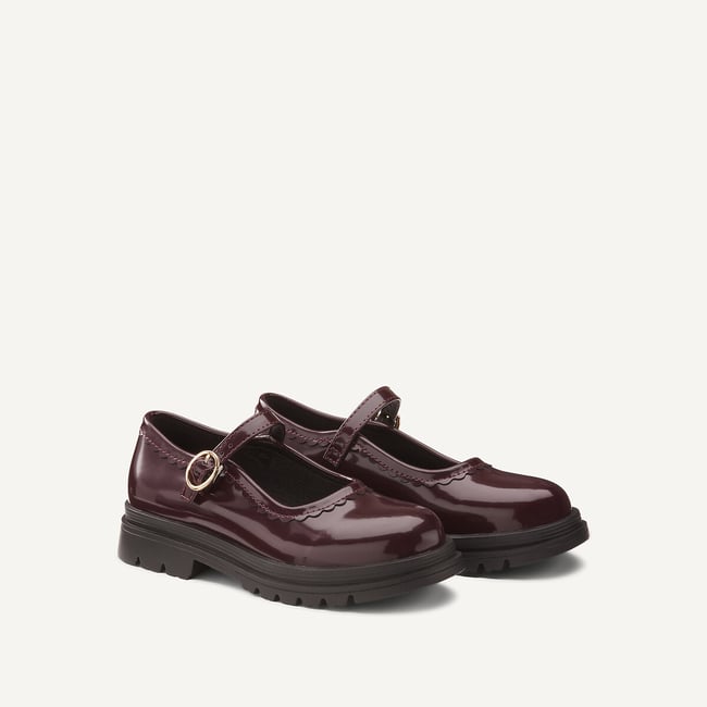 Ballerines babies vernies à semelle crantée bordeaux <span itemprop=