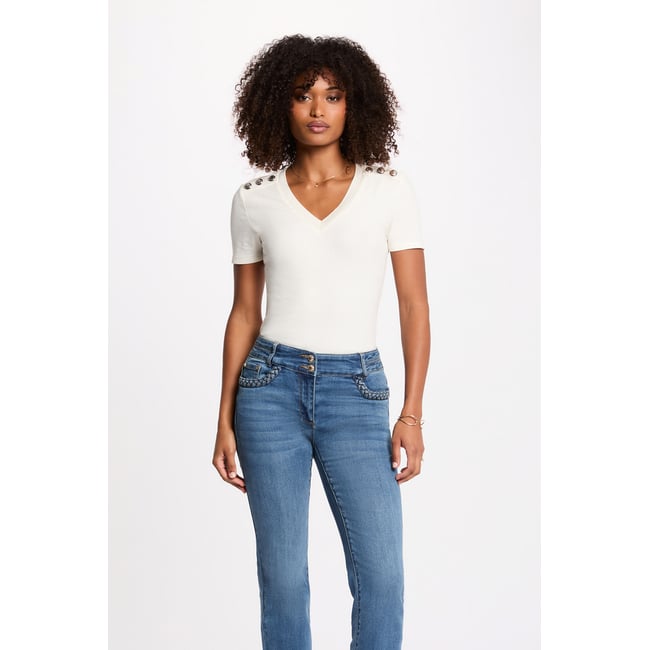 T-shirt manches courtes ivoire <span itemprop=
