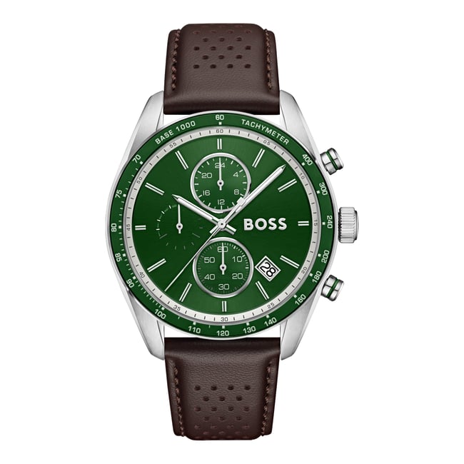 Montre Analogique  GRAND PRIX argenté vert marron <span itemprop=
