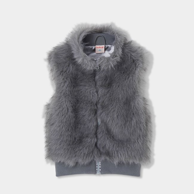 Gilet fille gris <span itemprop=