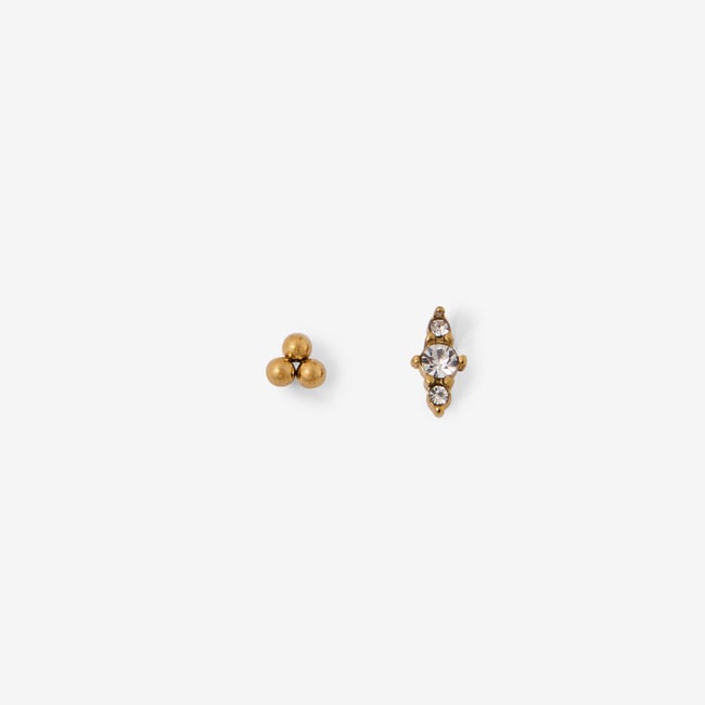 Set de 2 piercings hélix/tragus strass de zircon v019843 <span itemprop=