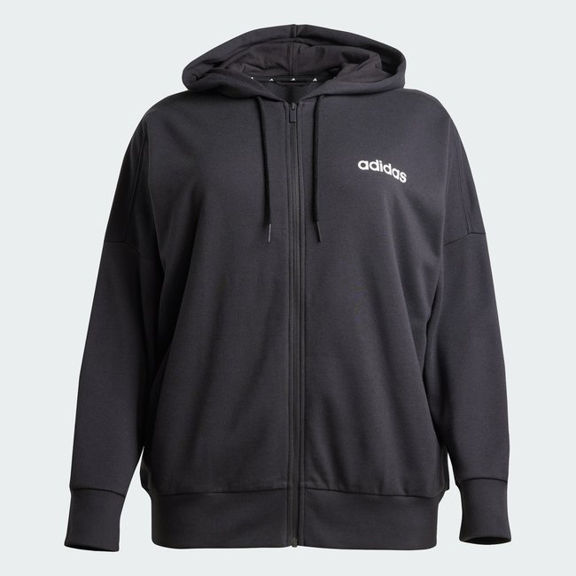 Veste à capuche entièrement zippée French terry Essentials Linear (Grandes tailles) black / white <span itemprop=