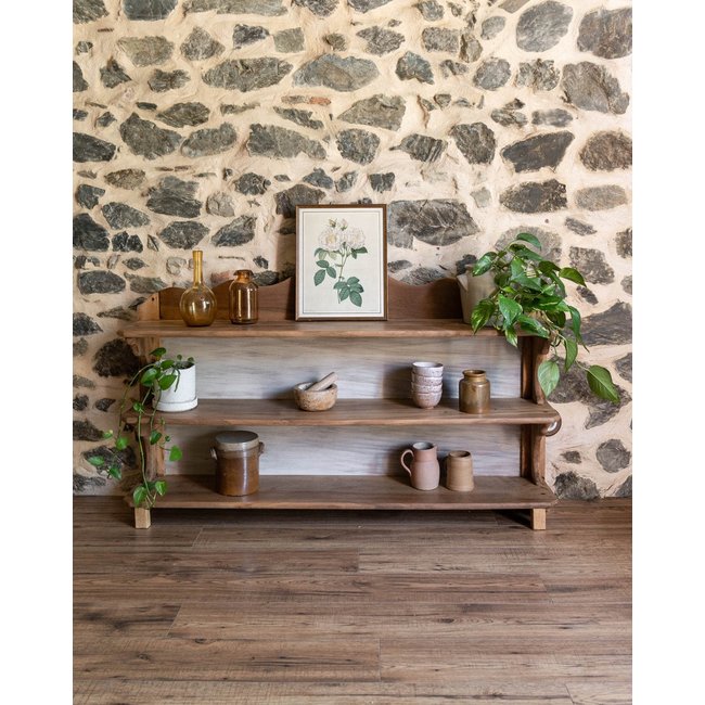 Grande étagère en noyer Gaëlle N°880 - Bon état Couleur bois clair <span itemprop=