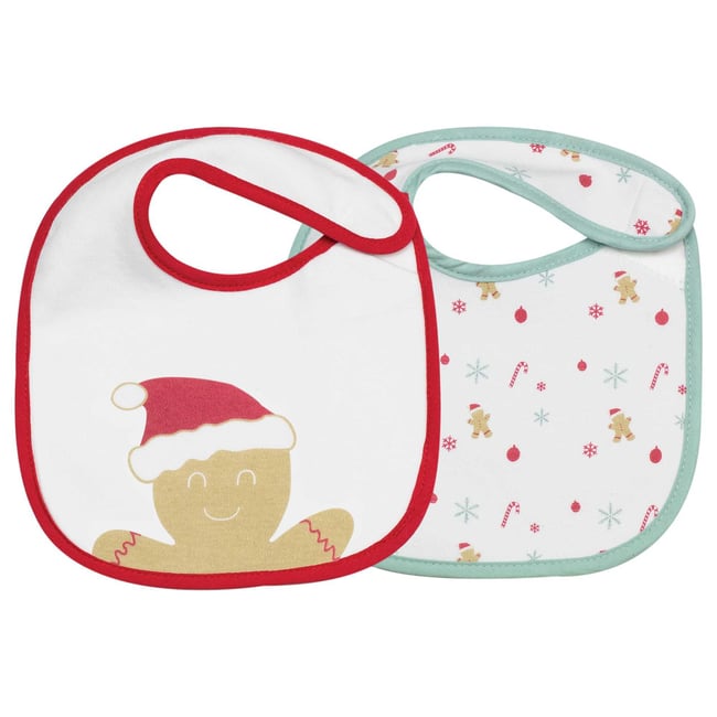 Lot de 2 bavoirs naissance de Noël blanco <span itemprop=